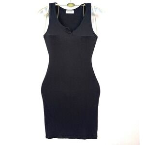 Popular 21 Black Ribbed Notched Neck Tank Mini Dress Womens Small